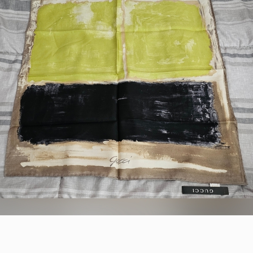 Gucci Chartreuse and Black Artistic Scarf
